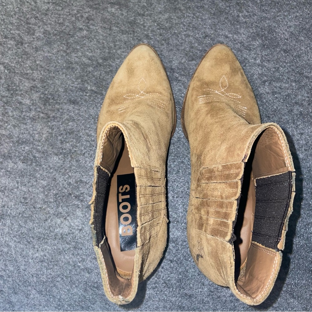 Golden Goose Sunset Suede Cowboy Boots Booties Camel Suede 38 8 - Picture 4 of 12